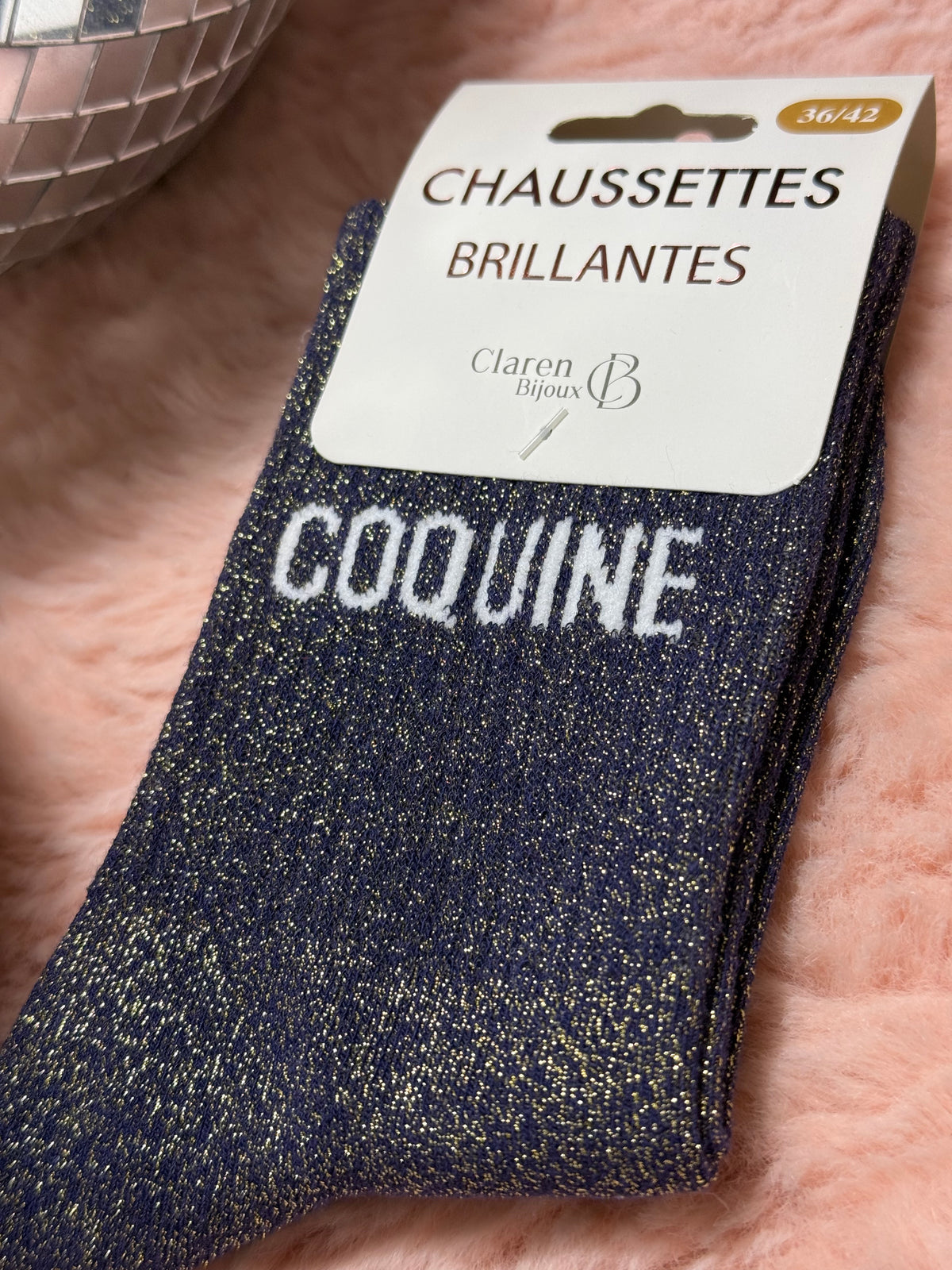 Chaussettes à paillettes mot doux